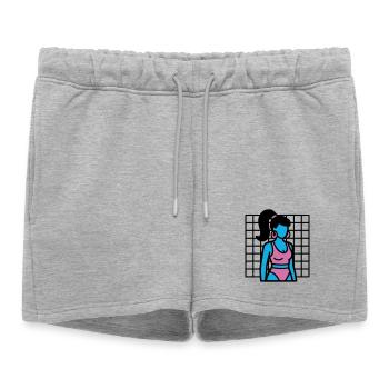 Fitness Girl Vaporwave des années 90 - Short de survêtement femme premium - gris chiné - Devant - AI Model Female 172 light (172cm)