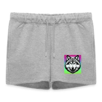 Loup - Short de survêtement femme premium - gris chiné - Devant - AI Model Female 172 light (172cm)