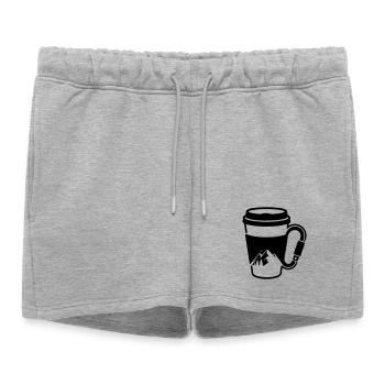 Aventure en plein air des montagnes Coffee Carabiner - Short de survêtement femme premium - gris chiné - Devant - AI Model Female 172 light (172cm)