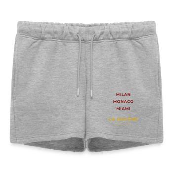 La Malène Lozère - Miami - Monaco - Milan - Short de survêtement femme premium - gris chiné - Devant - AI Model Female 172 light (172cm)