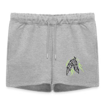 Liés ensemble – Plumes spirituelles - Short de survêtement femme premium - gris chiné - Devant - AI Model Female 172 light (172cm)