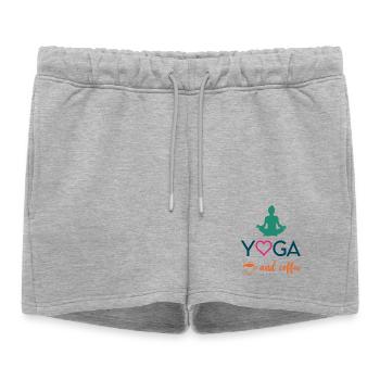 Yoga et café - Short de survêtement femme premium - gris chiné - Devant - AI Model Female 172 light (172cm)