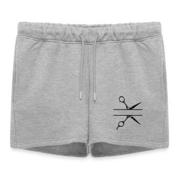 Texte bannière logo coiffeur, ciseaux - Short de survêtement femme premium - gris chiné - Devant - AI Model Female 172 light (172cm)