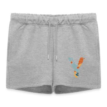 Lettre y fleurs groovy idée cadeau - Short de survêtement femme premium - gris chiné - Devant - AI Model Female 172 light (172cm)