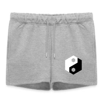 Découpe hexagonale Yin Yang - Short de survêtement femme premium - gris chiné - Devant - AI Model Female 172 light (172cm)