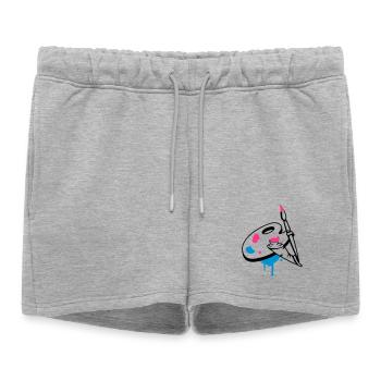 un pinceau, couleur et la palette d'un peintre - Short de survêtement femme premium - gris chiné - Devant - AI Model Female 172 light (172cm)