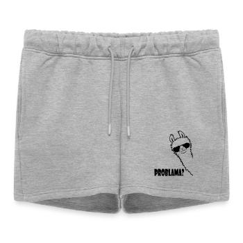 Lama Problama Question - Short de survêtement femme premium - gris chiné - Devant - AI Model Female 172 light (172cm)