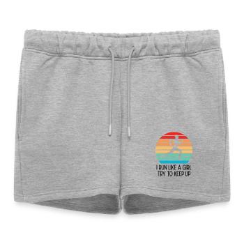 Marathon - I Run Like a Girl. Try to Keep Up. - Women’s Premium Organic Sweatshorts - heather grey - Front - AI Model Female 172 light (172cm)