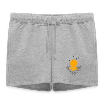 Grues d’oies sauvages Printemps - Short de survêtement femme premium - gris chiné - Devant - AI Model Female 172 light (172cm)