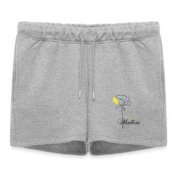 Fleurs colorées Bio Nature - Short de survêtement femme premium - gris chiné - Devant - AI Model Female 172 light (172cm)