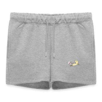 yoga exhale chat cat poop namaste humor funny LOL - Short de survêtement femme premium - gris chiné - Devant - AI Model Female 172 light (172cm)
