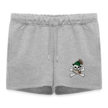 Motif: Les Alpes Pirates | Alpenplatzl - Short de survêtement femme premium - gris chiné - Devant - AI Model Female 172 light (172cm)