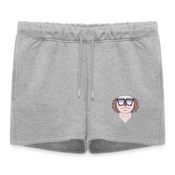 Chien Shih Tzu transgenre - Chien avec lunettes - Short de survêtement femme premium - gris chiné - Devant - AI Model Female 172 light (172cm)