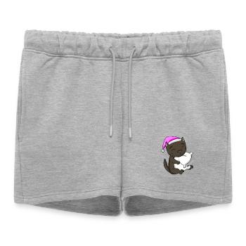 Chat race de chat La Havane - Short de survêtement femme premium - gris chiné - Devant - AI Model Female 172 light (172cm)