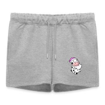 Vache avec oreiller et bonnet de couchage - Short de survêtement femme premium - gris chiné - Devant - AI Model Female 172 light (172cm)