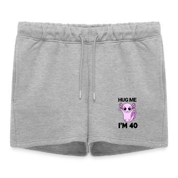 40 ans - 40 ans - câlin - Short de survêtement femme premium - gris chiné - Devant - AI Model Female 172 light (172cm)