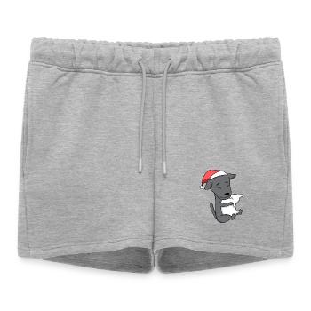 Chino éolien italien chien Noël endormi - Short de survêtement femme premium - gris chiné - Devant - AI Model Female 172 light (172cm)