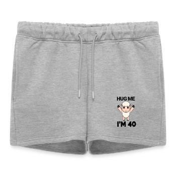 40 ans - 40 ans - câlin - Short de survêtement femme premium - gris chiné - Devant - AI Model Female 172 light (172cm)