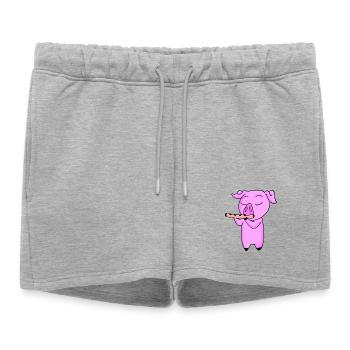 Pig Kids Motif Playing Flute - Women’s Premium Organic Sweatshorts - heather grey - Front - AI Model Female 172 light (172cm)