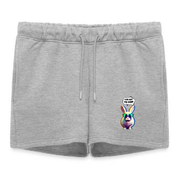 Lapin de Pâques hipster trop branché pour hop - Short de survêtement femme premium - gris chiné - Devant - AI Model Female 172 light (172cm)