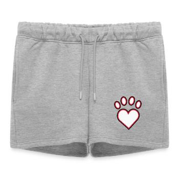 Pawprint Heart Emblem - Women’s Premium Organic Sweatshorts - heather grey - Front - AI Model Female 172 light (172cm)