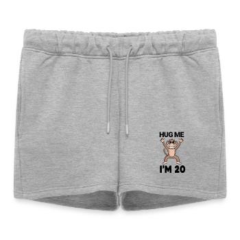 20 ans - 20 ans - câlin - Short de survêtement femme premium - gris chiné - Devant - AI Model Female 172 light (172cm)