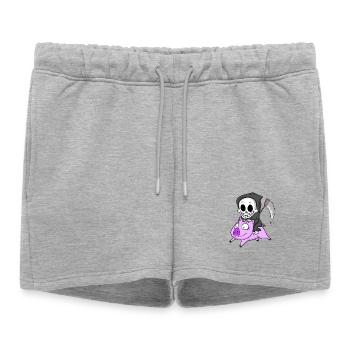Cochon Faucheur - Short de survêtement femme premium - gris chiné - Devant - AI Model Female 172 light (172cm)