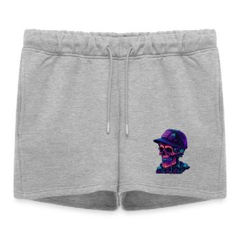 Squelette avec casquette - Short de survêtement femme premium - gris chiné - Devant - AI Model Female 172 light (172cm)