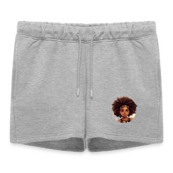 Illustration puissante d’héroïne afro - Short de survêtement femme premium - gris chiné - Devant - AI Model Female 172 light (172cm)