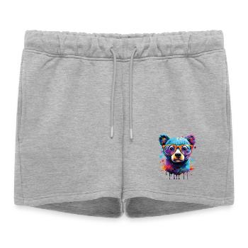 Ours coloré - Ours brun Ours en peluche - Grizzly - Short de survêtement femme premium - gris chiné - Devant - AI Model Female 172 light (172cm)