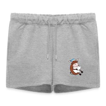 Bœuf avec oreiller et bonnet somnolent - Short de survêtement femme premium - gris chiné - Devant - AI Model Female 172 light (172cm)