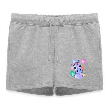 Fantaisie Coeur Poney Coloré Coloré Enfant Bébé - Short de survêtement femme premium - gris chiné - Devant - AI Model Female 172 light (172cm)