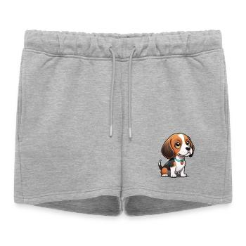 Chiot Beagle Heart - Short de survêtement femme premium - gris chiné - Devant - AI Model Female 172 light (172cm)