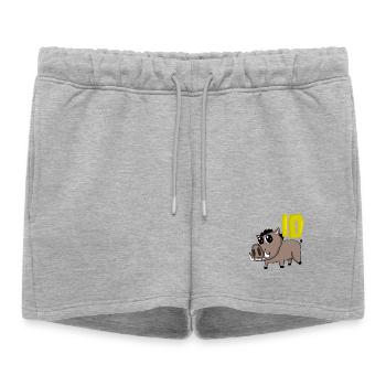 Motif 10ème anniversaire Sanglier - Dix ans - Short de survêtement femme premium - gris chiné - Devant - AI Model Female 172 light (172cm)