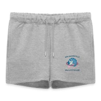 Chats, Poils de chat, Amoureux des chats, - Short de survêtement femme premium - gris chiné - Devant - AI Model Female 172 light (172cm)