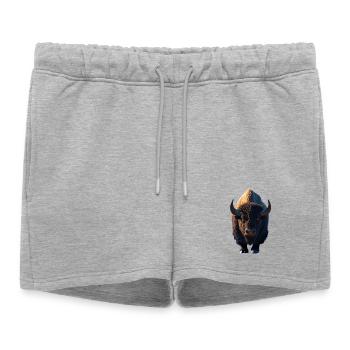 Bison Bison d'Amérique Bovins sauvages Buffles Bisons d'Amérique - Short de survêtement femme premium - gris chiné - Devant - AI Model Female 172 light (172cm)