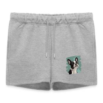 Boston Terrier - Short de survêtement femme premium - gris chiné - Devant - AI Model Female 172 light (172cm)