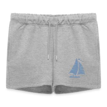 Silhouette de voilier minimaliste grunge - Short de survêtement femme premium - gris chiné - Devant - AI Model Female 172 light (172cm)