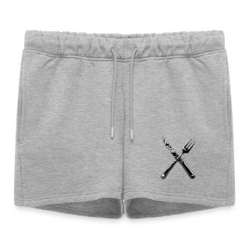 Couverts noir et blanc - Short de survêtement femme premium - gris chiné - Devant - AI Model Female 172 light (172cm)