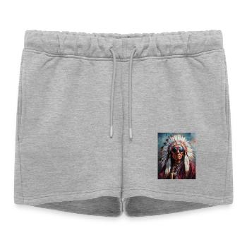 Indian chief with sunglasses - Women’s Premium Organic Sweatshorts - heather grey - Front - AI Model Female 172 light (172cm)