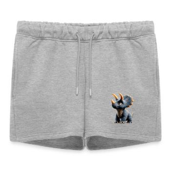 Triceratops Dinosaure Dinos Triceratops Dino - Short de survêtement femme premium - gris chiné - Devant - AI Model Female 172 light (172cm)