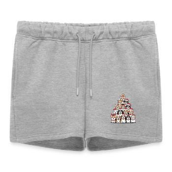 Pyramide de chien de Noël – Drôle de look de Noël - Short de survêtement femme premium - gris chiné - Devant - AI Model Female 172 light (172cm)
