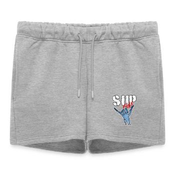 SOUPER - Short de survêtement femme premium - gris chiné - Devant - AI Model Female 172 light (172cm)
