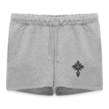 Cross Christian - Women’s Premium Organic Sweatshorts - heather grey - Front - AI Model Female 172 light (172cm)