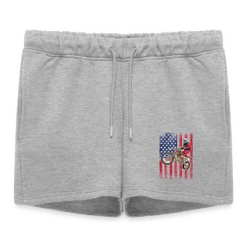 Drapeau américain du vélo de cross, - Short de survêtement femme premium - gris chiné - Devant - AI Model Female 172 light (172cm)