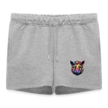 Sanglier néon - Short de survêtement femme premium - gris chiné - Devant - AI Model Female 172 light (172cm)