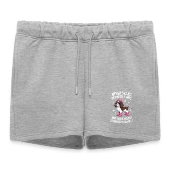 Cadeau pour chien : Dictions du Springer Spaniel anglais - Short de survêtement femme premium - gris chiné - Devant - AI Model Female 172 light (172cm)
