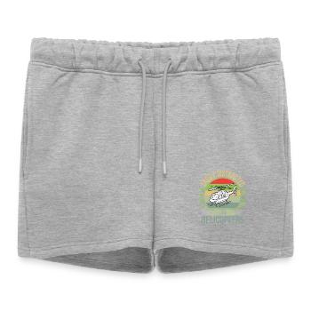 Facilement distraite par les hélicoptères - Short de survêtement femme premium - gris chiné - Devant - AI Model Female 172 light (172cm)