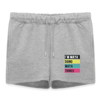 Je suis Maya qui fait des couleurs rétro de Maya Things - Short de survêtement femme premium - gris chiné - Devant - AI Model Female 172 light (172cm)