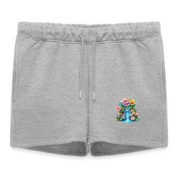 Kaléidoscope de la cascade de fleurs - Short de survêtement femme premium - gris chiné - Devant - AI Model Female 172 light (172cm)